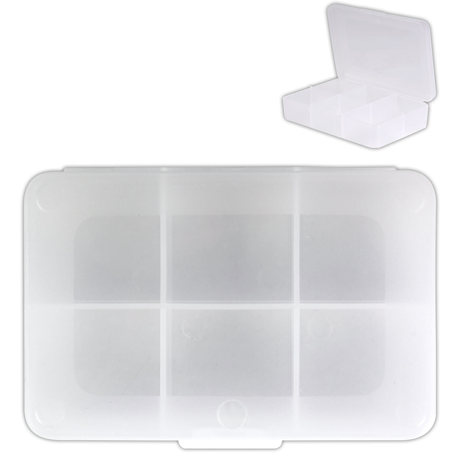 Clear Rectangular 6 Compartment Pill Box - Image 2