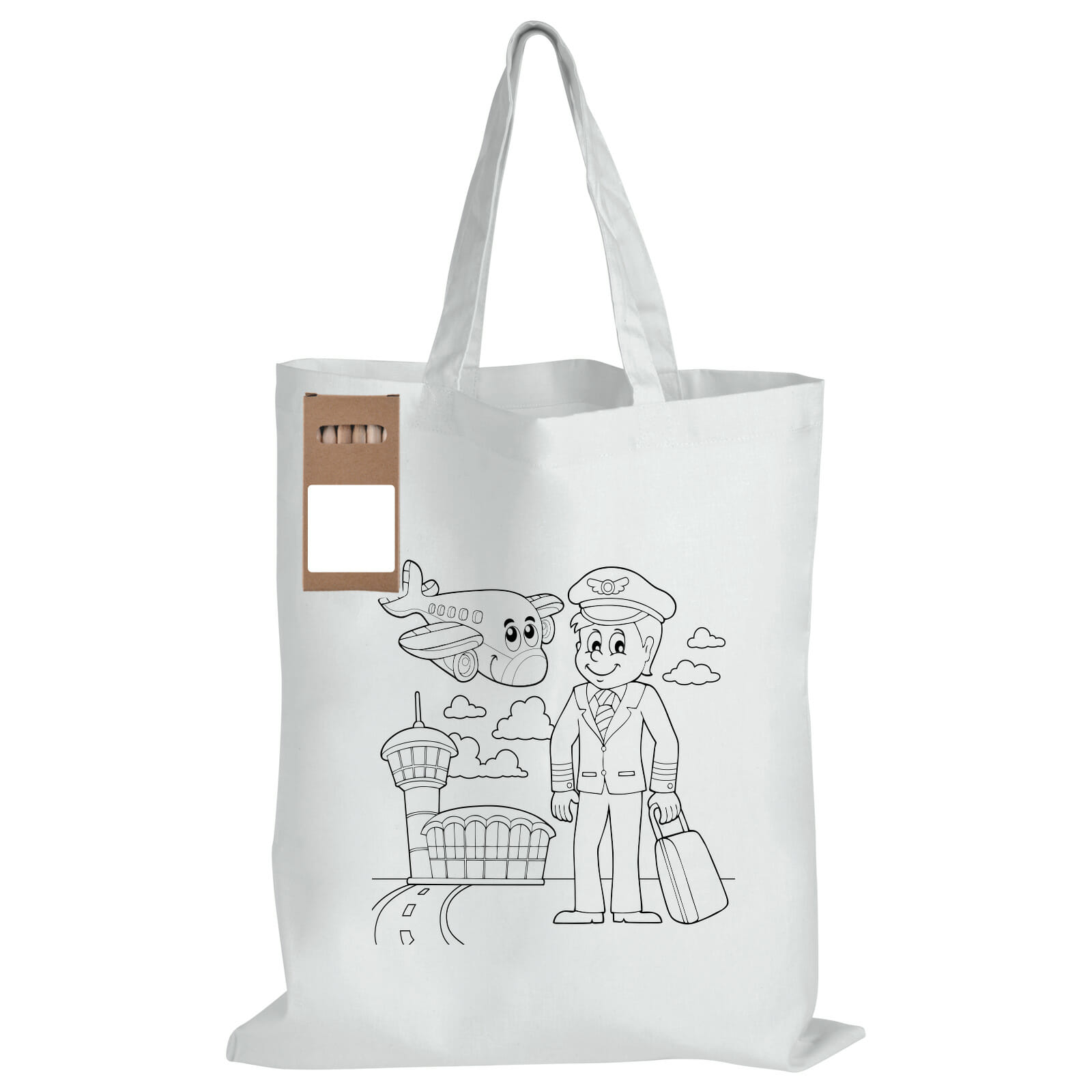 Colouring Short Handle Cotton Bag & Pencils - Image 7
