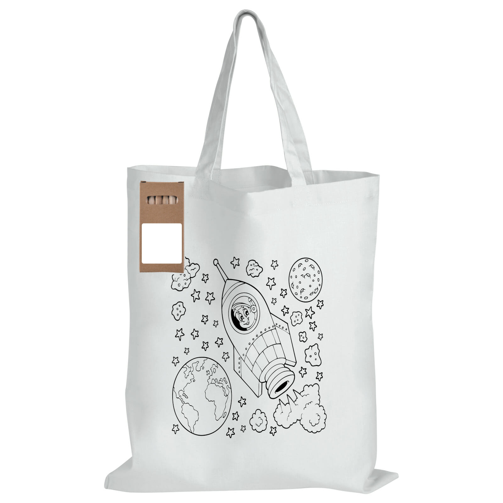 Colouring Short Handle Cotton Bag & Pencils - Image 8