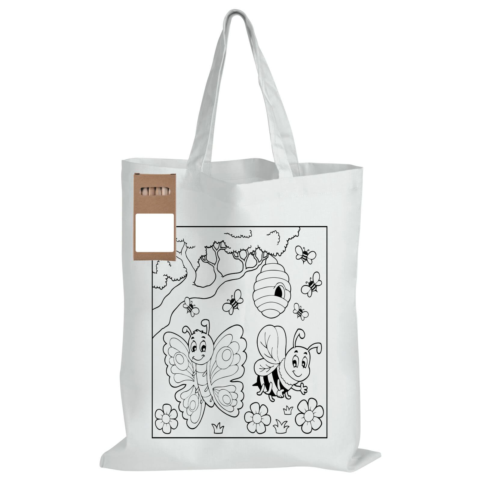 Colouring Short Handle Cotton Bag & Pencils - Image 9